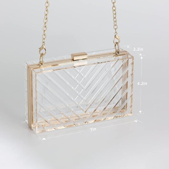 Clear Purses For Women Acrylic Clear Clutch Bag Stadium Approved - Picture 2 of 7